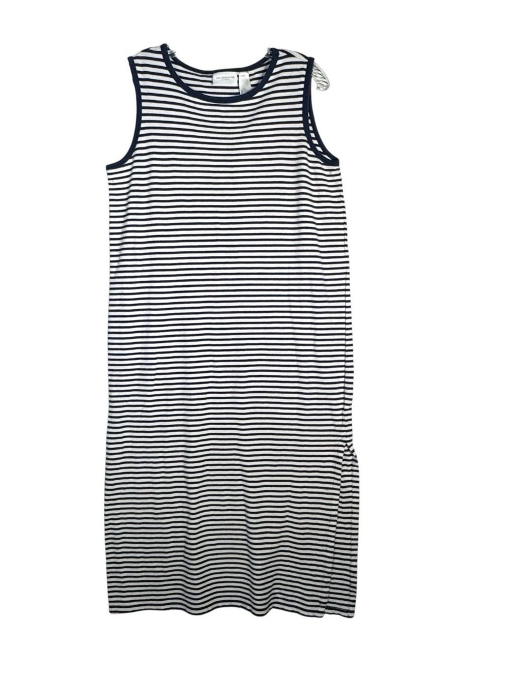 Vintage Liz Claiborne Tank Dress Blue White Striped Stretch Cotton Size M